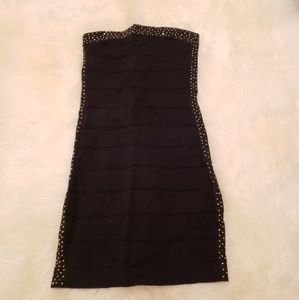 Strapless bandage dress with stud details